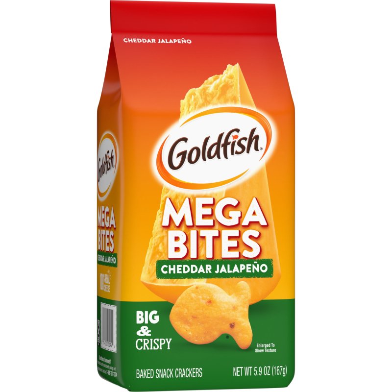 GOLDFISH MEGA BITES CHEDDAR JALAPENO CRACKERS 5.9 OZ BAG