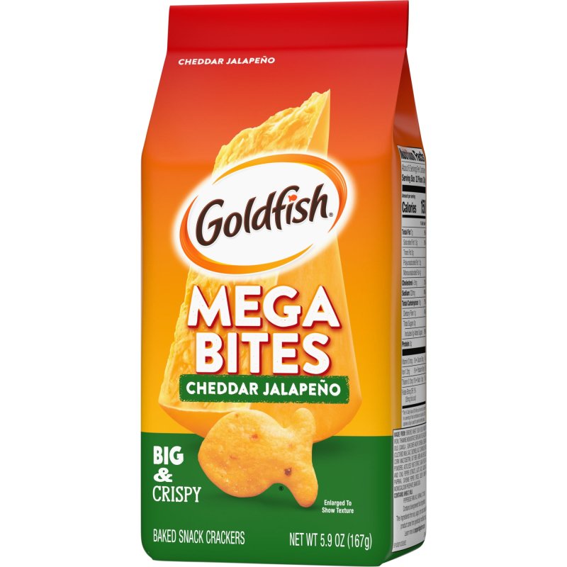 GOLDFISH MEGA BITES CHEDDAR JALAPENO CRACKERS 5.9 OZ BAG