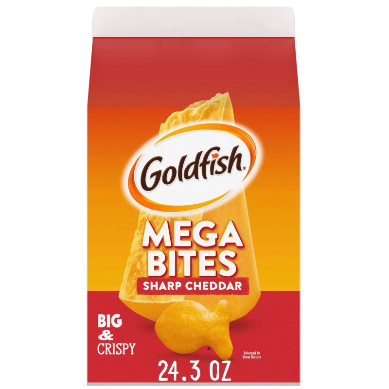 GOLDFISH MEGA BITES SHARP CHEDDAR CRACKERS 24.3 OZ CARTON