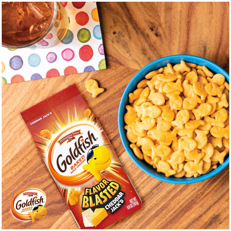GOLDFISH FLAVOR BLASTED CHEDDAR JACKD CRACKERS SNACK 6.6 OZ BAG