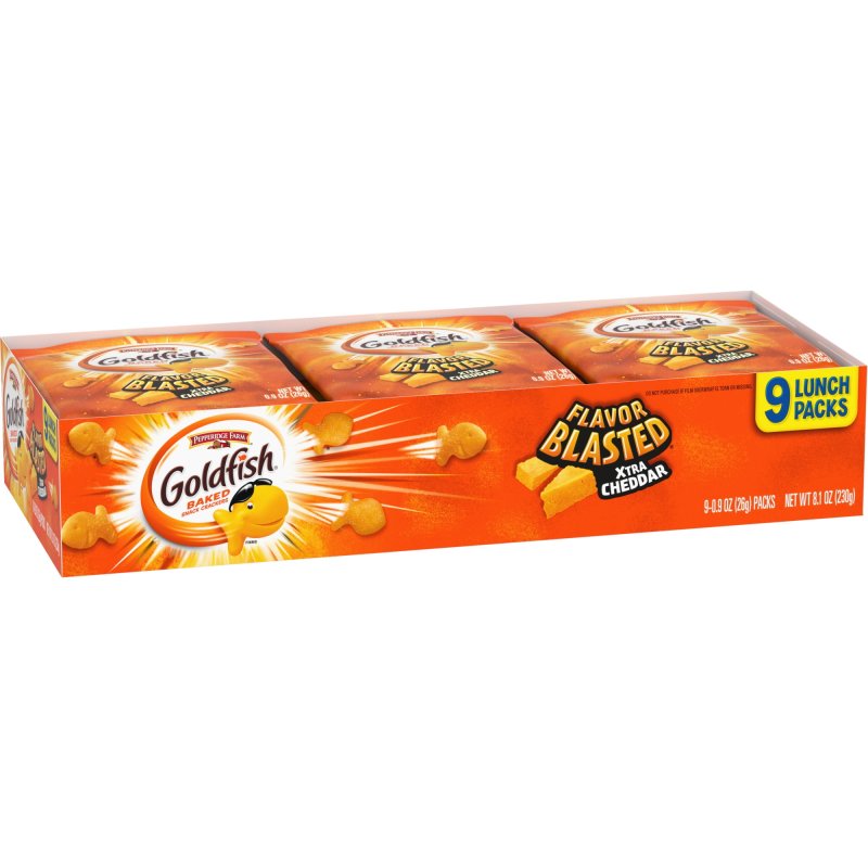 GOLDFISH FLAVOR BLASTED XTRA CHEDDAR CHEESE BAKED SNACK CRACKERS