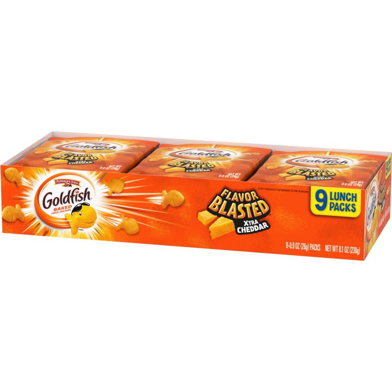 GOLDFISH FLAVOR BLASTED XTRA CHEDDAR CHEESE BAKED SNACK CRACKERS