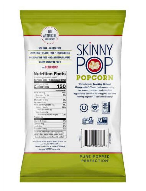SKINNYPOP POPCORN GLUTEN FREE DAIRY FREE NON-GMO HEALTHY SNACKS