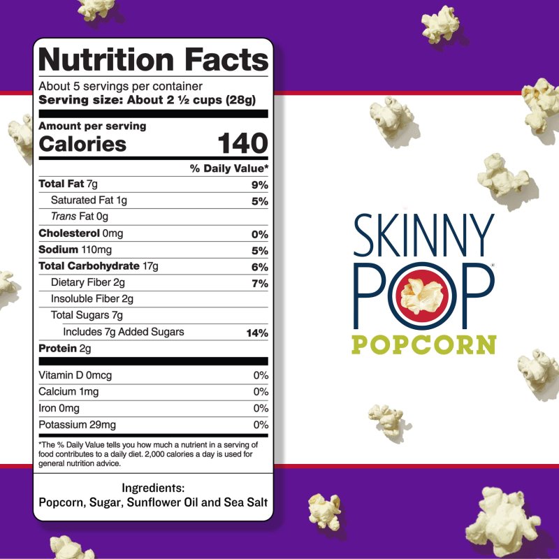 SKINNYPOP SWEET SALTY KETTLE POPCORN GLUTEN FREE VEGAN NON-GMO HEALTHY SNACKS SKINNY POP 5.3OZ BAG