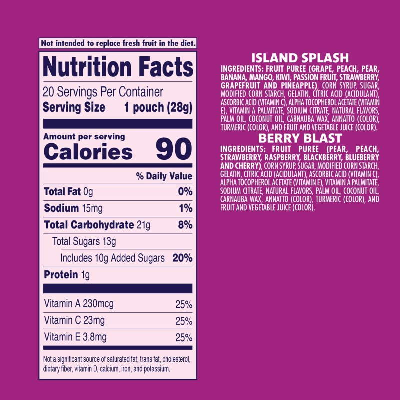 WELCH'S JUICEFULS FRUIT SNACKS BERRY BLAST ISLAND SPLASH 1 OZ 20 COUNT