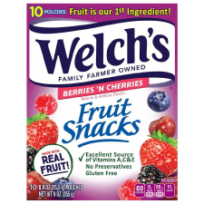 WELCHS FRUIT SNACKS BERRIES AND CHERRIES 0.09 OZ 10-PACK