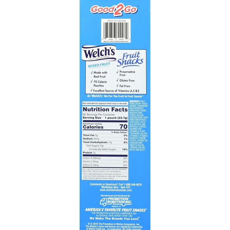 WELCHS MIXED FRUIT SNACK 90 COUNT
