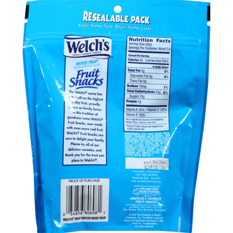 WELCHS MIXED FRUIT SNACKS 8 OZ 9 COUNT
