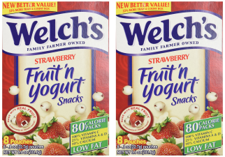 WELCH'S STRAWBERRY FRUIT'N YOGURT SNACKS 8 POUCHES 2 PACK 16