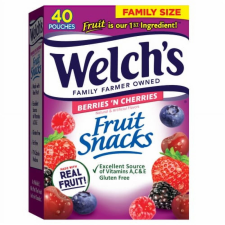 WELCHS BERRIES N CHERRIES FRUIT SNACKS 0.8OZ 40CT BOX