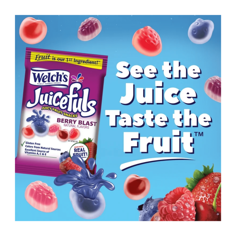 WELCHS JUICEFULS BERRY BLAST SNACKS 4 OZ PACK OF 12