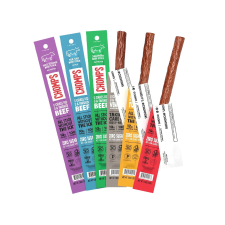 CHOMPS 6 FLAVOR VARIETY YPF5 TRIAL PACK GRASS-FED & FINISHED BEEF VENISON ANTIBIOTIC FREE TURKEY MEAT SNACK
