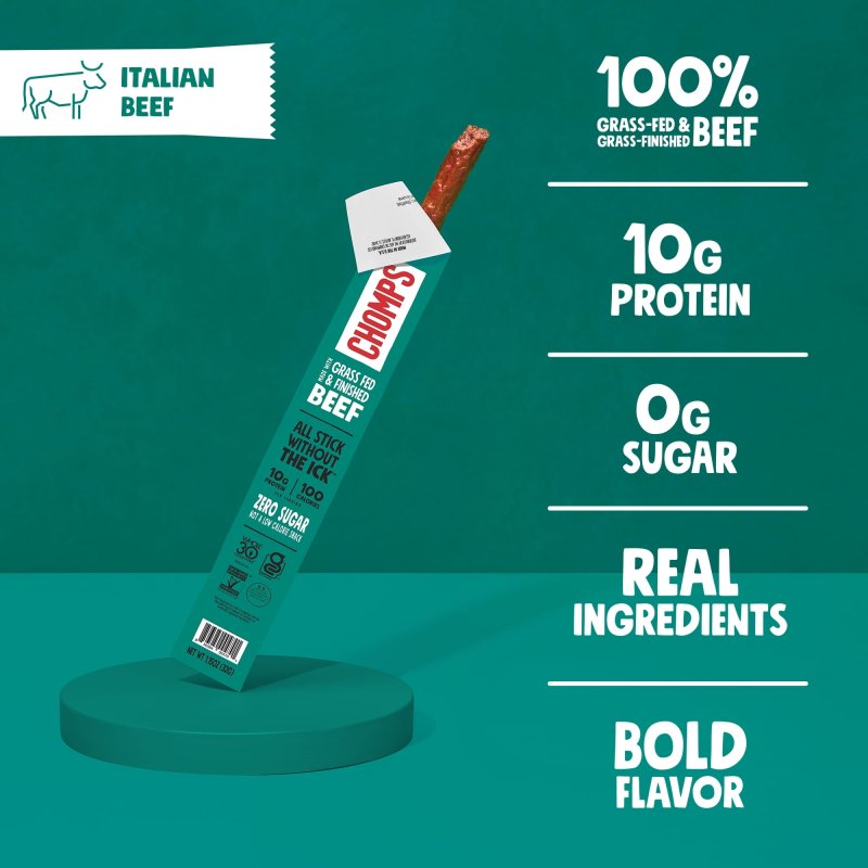 CHOMPS ITALIAN STYLE GRASS-FED BEEF JERKY MEAT SNACK 1.15OZ