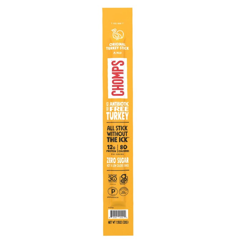 CHOMPS ORIGINAL TURKEY JERKY MEAT SNACK STICK 6 PACK 1.15OZ STICK