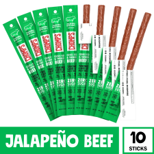 CHOMPS JALAPENO BEEF HIGH PROTEIN GLUTEN FREE SUGAR FREE STICKS 10CT