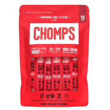 CHOMPS ORIGINAL GRASS FED BEEF STICKS MILD 1.15 OZ PACK OF 12
