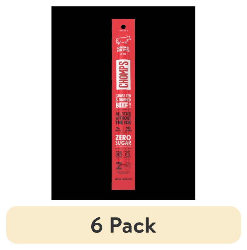 CHOMPS GRASS FED AND FINISHED ORIGINAL BEEF STICK 1.15OZ 6 PACK