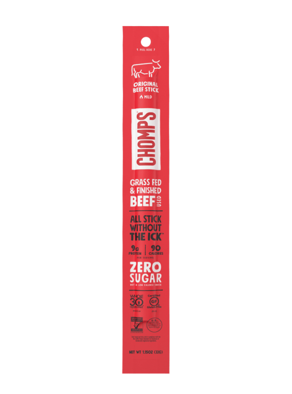 CHOMPS GRASS FED AND FINISHED ORIGINAL BEEF STICK 1.15OZ 6 PACK