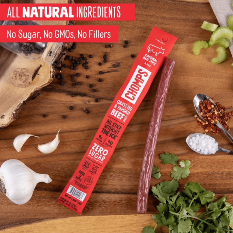 CHOMPS GRASS FED AND FINISHED ORIGINAL BEEF STICK 1.15OZ 6 PACK