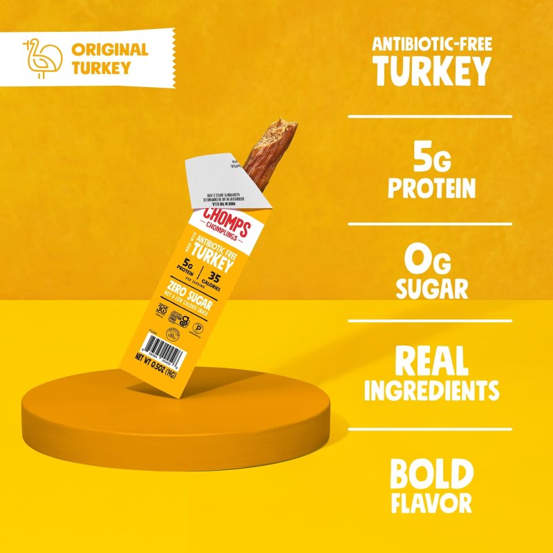 CHOMPS MINI ANTIBIOTIC-FREE ORIGINAL TURKEY CHOMPLINGS 6 PACK 0.5OZ STICKS