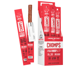 CHOMPS GRASS-FED & FINISHED AIF4 ORIGINAL BEEF JERKY SNACK STICKS 24 PACK KETO PALEO WHOLE30 PROTEIN GLUTEN-FREE