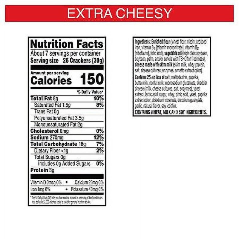CHEEZ-IT EXTRA CHEESY CHEESE CRACKERS 7.0 OZ 2-PACK