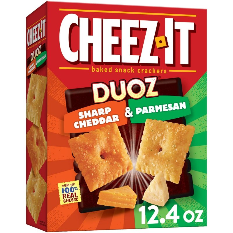 CHEEZ-IT DUOZ SHARP CHEDDAR PARMESAN CHEESE BAKED SNACK CRACKERS 12.4 OZ