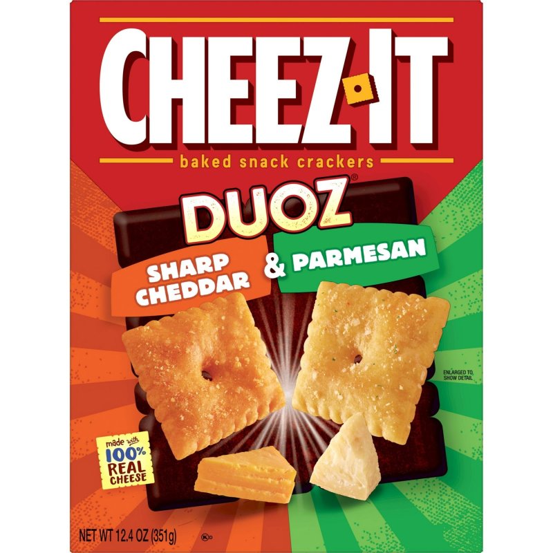 CHEEZ-IT DUOZ SHARP CHEDDAR PARMESAN CHEESE BAKED SNACK CRACKERS 12.4 OZ