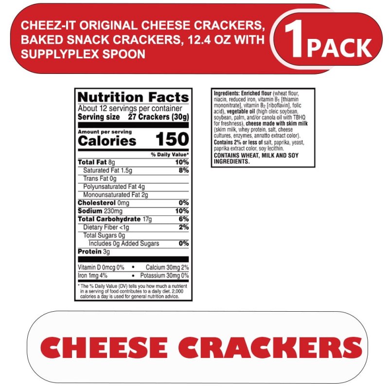 CHEEZ-IT ORIGINAL CHEESE BAKED SNACK CRACKERS 12.4 OZ