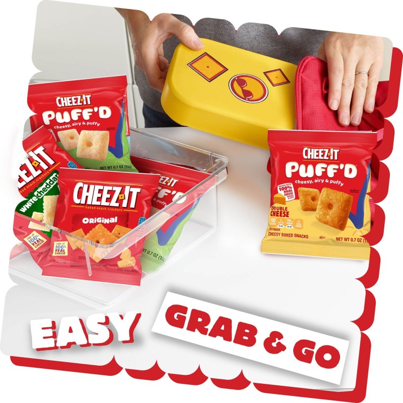 CHEEZ-IT CHEESE CRACKERS BAKED STF9 SNACK CRACKERS VARIETY PACK 1772OZ BOX 20 POUCHES