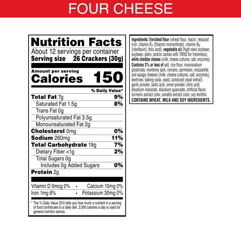 CHEEZ-IT ITALIAN FOUR CHEESE CRACKERS BAKED SNACK 12.4 OZ 3 PACK
