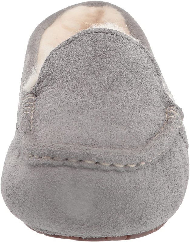 UGG WOMEN'S GRAY PADDED ANSLEY SLIP-ON LEATHER MOCCASINS SHOES SIZE 7