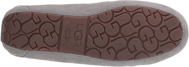 UGG WOMEN'S GRAY PADDED ANSLEY SLIP-ON LEATHER MOCCASINS SHOES SIZE 7