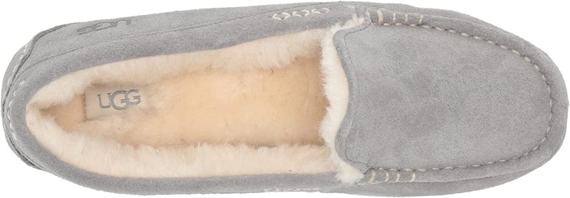 UGG WOMEN'S GRAY PADDED ANSLEY SLIP-ON LEATHER MOCCASINS SHOES SIZE 7