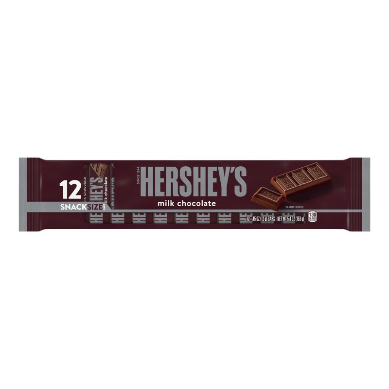 HERSHEYS MILK CHOCOLATE SNACK SIZE BARS 0.45 OZ 12 PACK