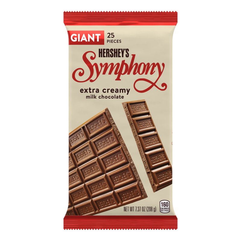 HERSHEY SYMPHONY MILK CHOCOLATE GIANT CANDY BAR 7.37 OZ 25 PIECES