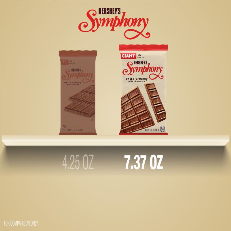 HERSHEY SYMPHONY MILK CHOCOLATE GIANT CANDY BAR 7.37 OZ 25 PIECES