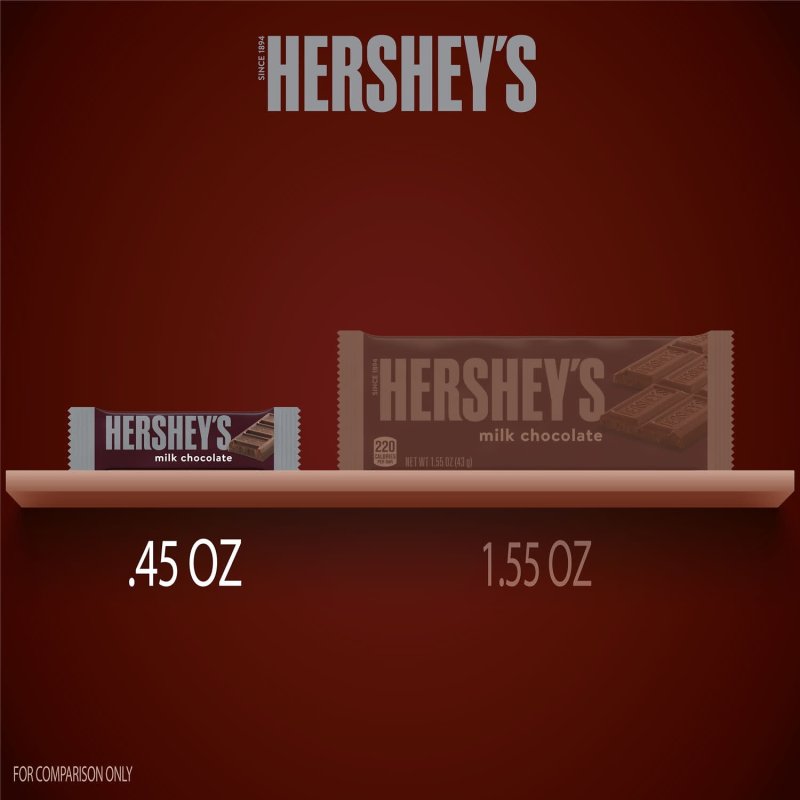 HERSHEYS MILK CHOCOLATE SNACK SIZE CANDY BARS 11.25 OZ 25 PIECES