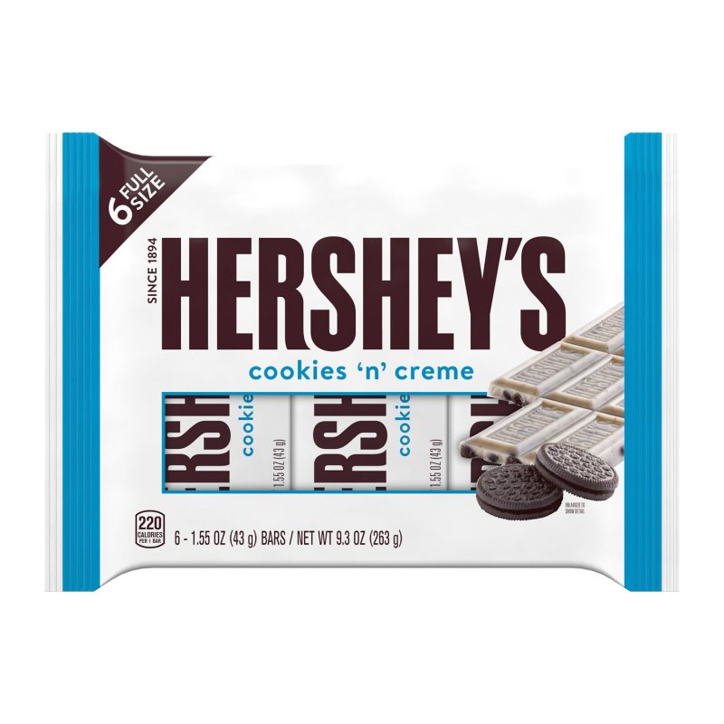HERSHEYS COOKIES N CREME CANDY BARS 1.55 OZ 6 COUNT