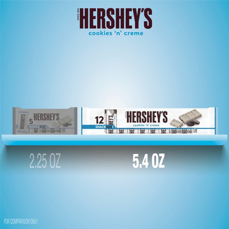 HERSHEYS COOKIES N CREME SNACK SIZE CANDY BARS 045 OZ 12 COUNT