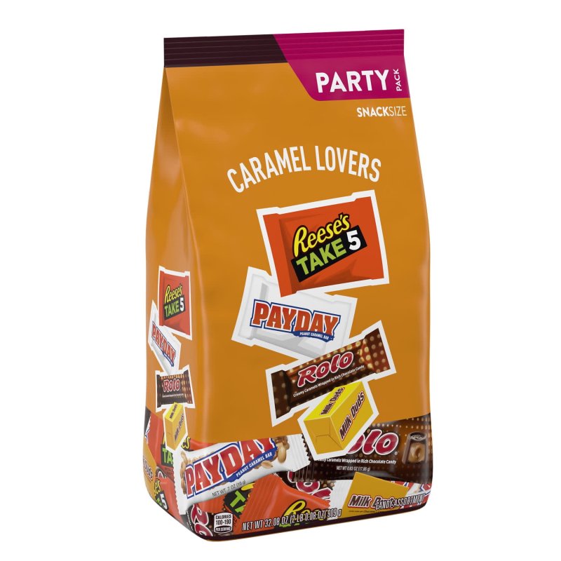 HERSHEY ASSORTED CARAMEL FLAVORED SNACK SIZE CANDY PARTY PACK 32.08 OZ