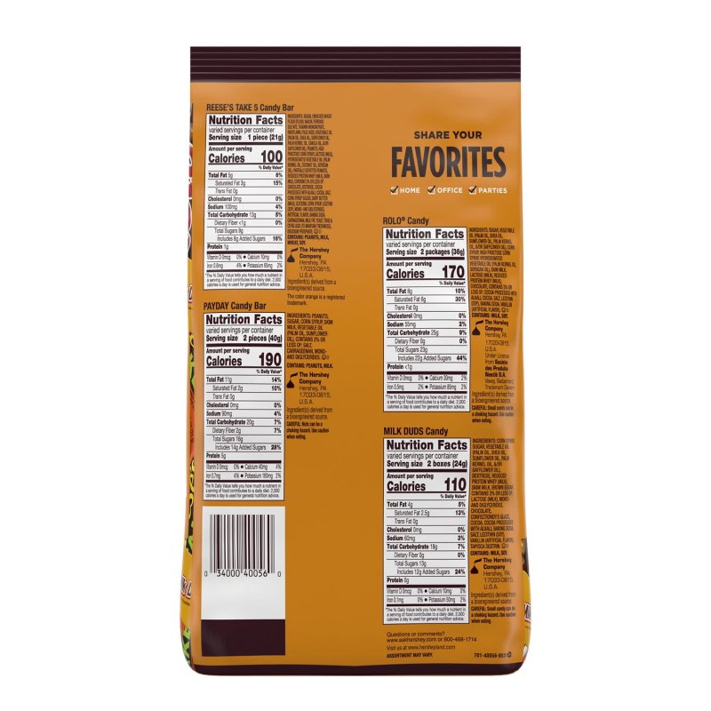 HERSHEY ASSORTED CARAMEL FLAVORED SNACK SIZE CANDY PARTY PACK 32.08 OZ