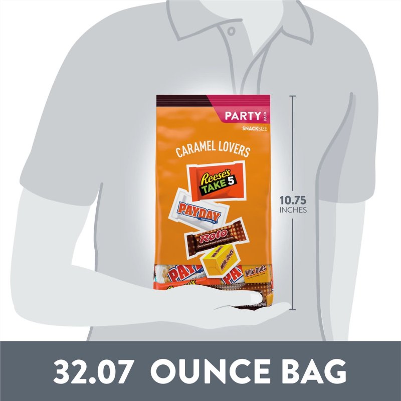 HERSHEY ASSORTED CARAMEL FLAVORED SNACK SIZE CANDY PARTY PACK 32.08 OZ