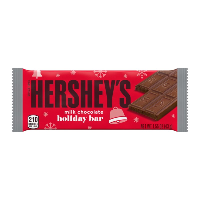 HERSHEY MILK CHOCOLATE CHRISTMAS CANDY BARS 1.55 OZ 6 COUNT