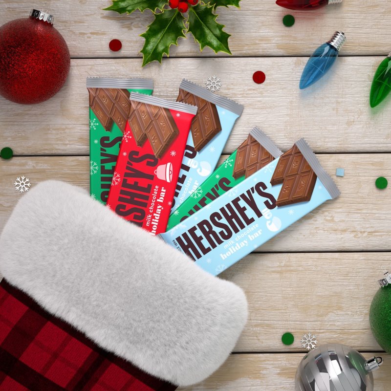 HERSHEY MILK CHOCOLATE CHRISTMAS CANDY BARS 1.55 OZ 6 COUNT