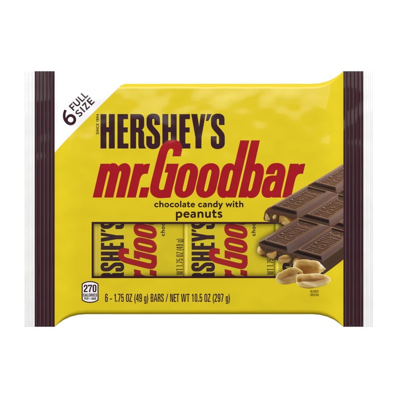 HERSHEY'S MR GOODBAR CHOCOLATE PEANUTS CANDY BARS 1.75 OZ 6 COUNT
