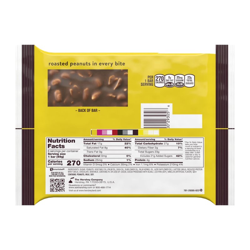 HERSHEY'S MR GOODBAR CHOCOLATE PEANUTS CANDY BARS 1.75 OZ 6 COUNT