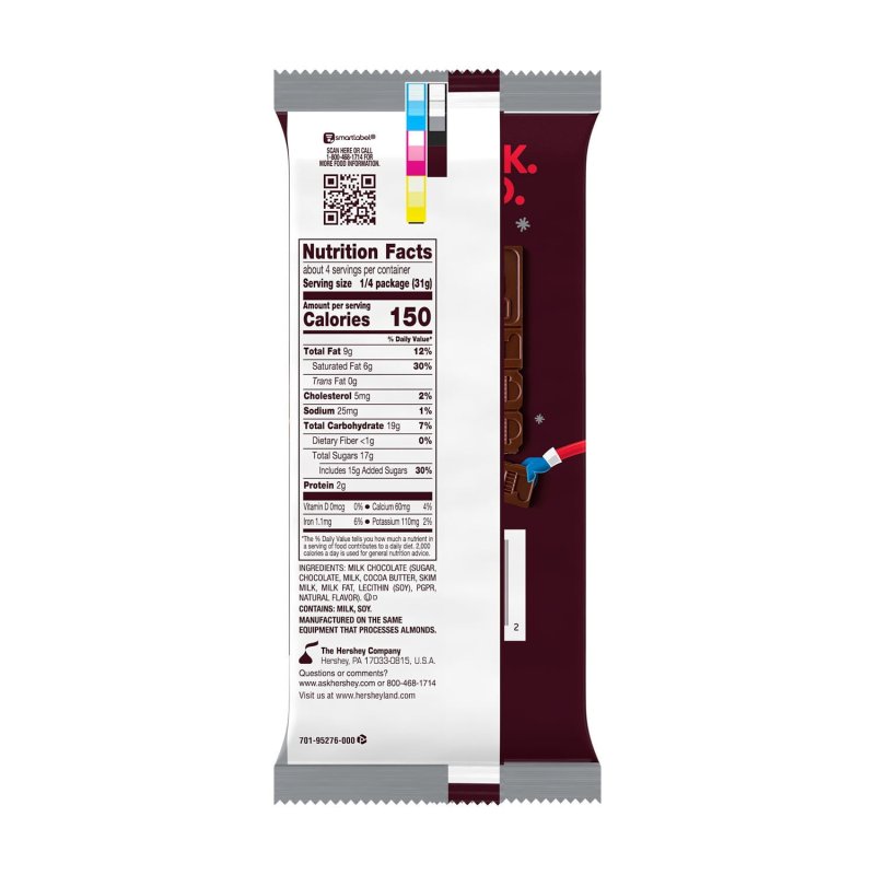 HERSHEY'S MILK CHOCOLATE BUILD A SANTA CHRISTMAS CANDY BAR 4.32 OZ