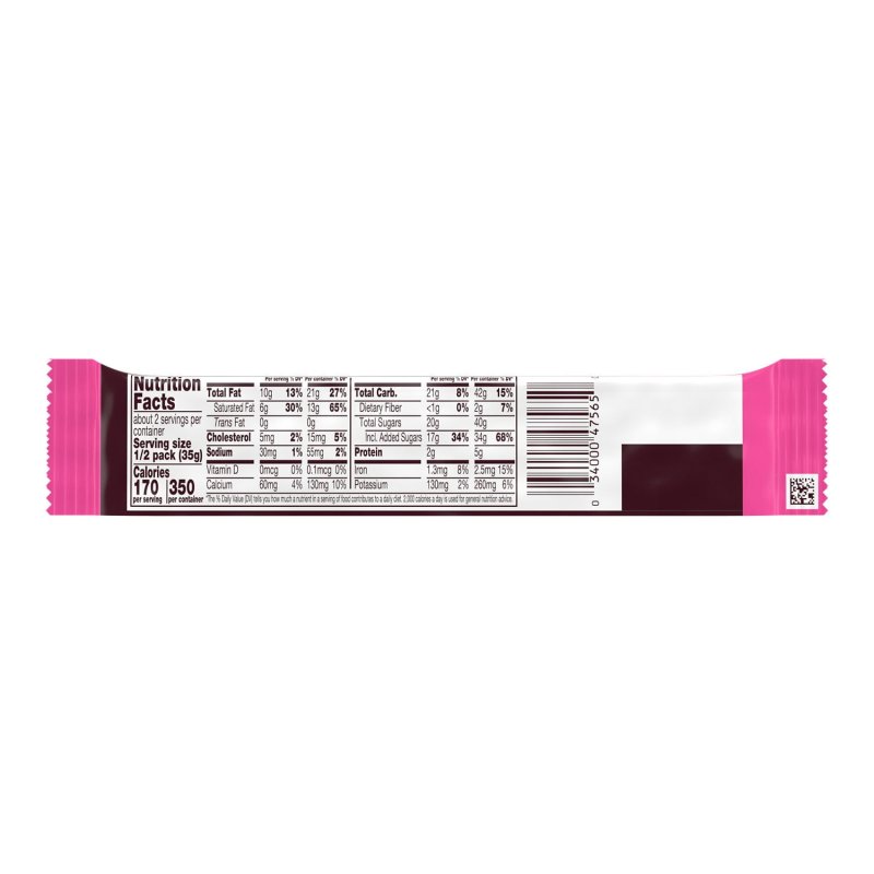 HERSHEYS MILK CHOCOLATE KING SIZE HEARTS VALENTINES CANDY BAR 2.5 OZ