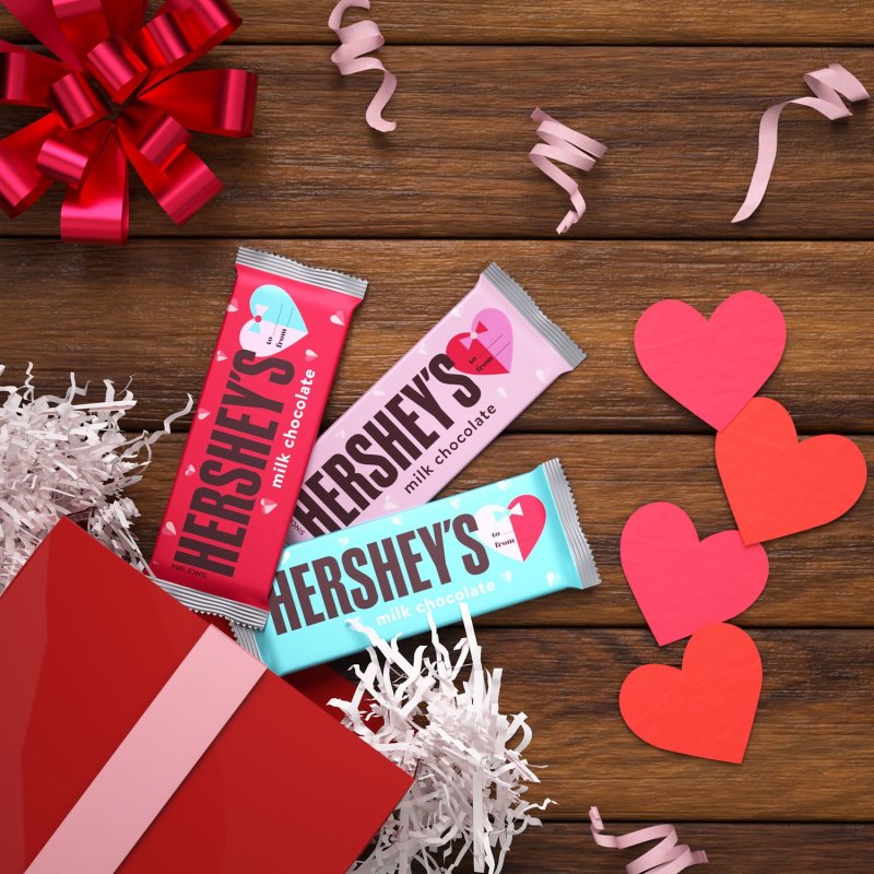 HERSHEY MILK CHOCOLATE VALENTINE EXCHANGE CANDY BARS 1.55 OZ 6 COUNT